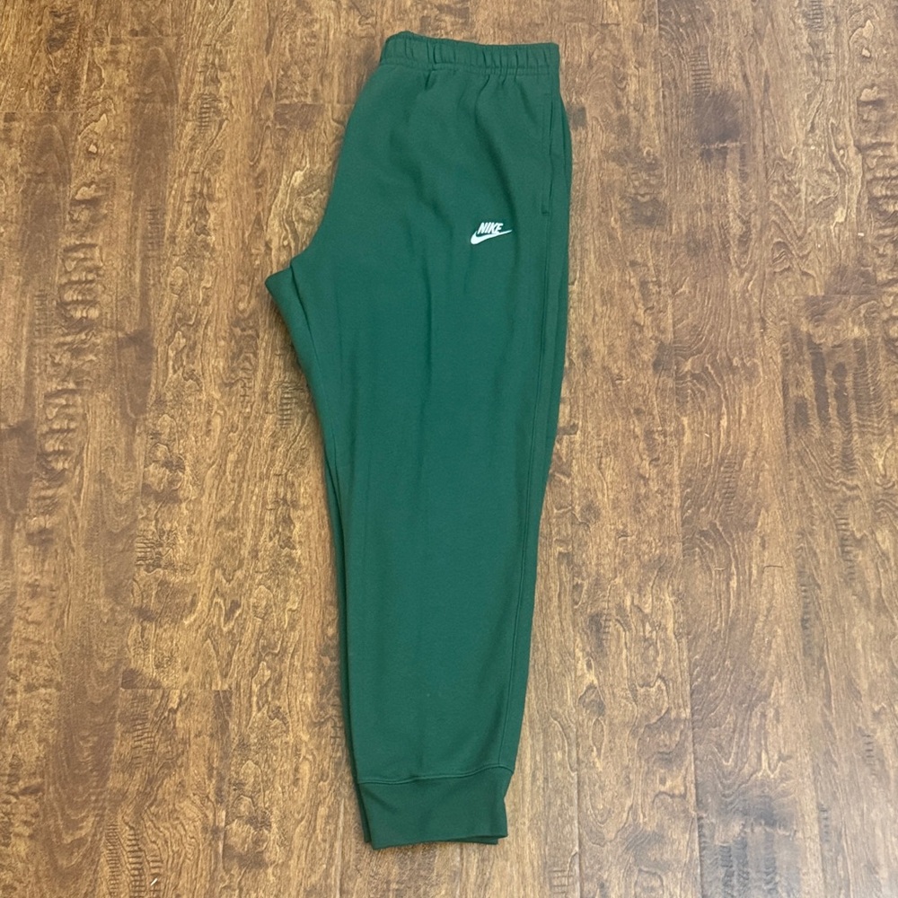Nike Dark Green Fleece Joggers with White Logo Size XXL